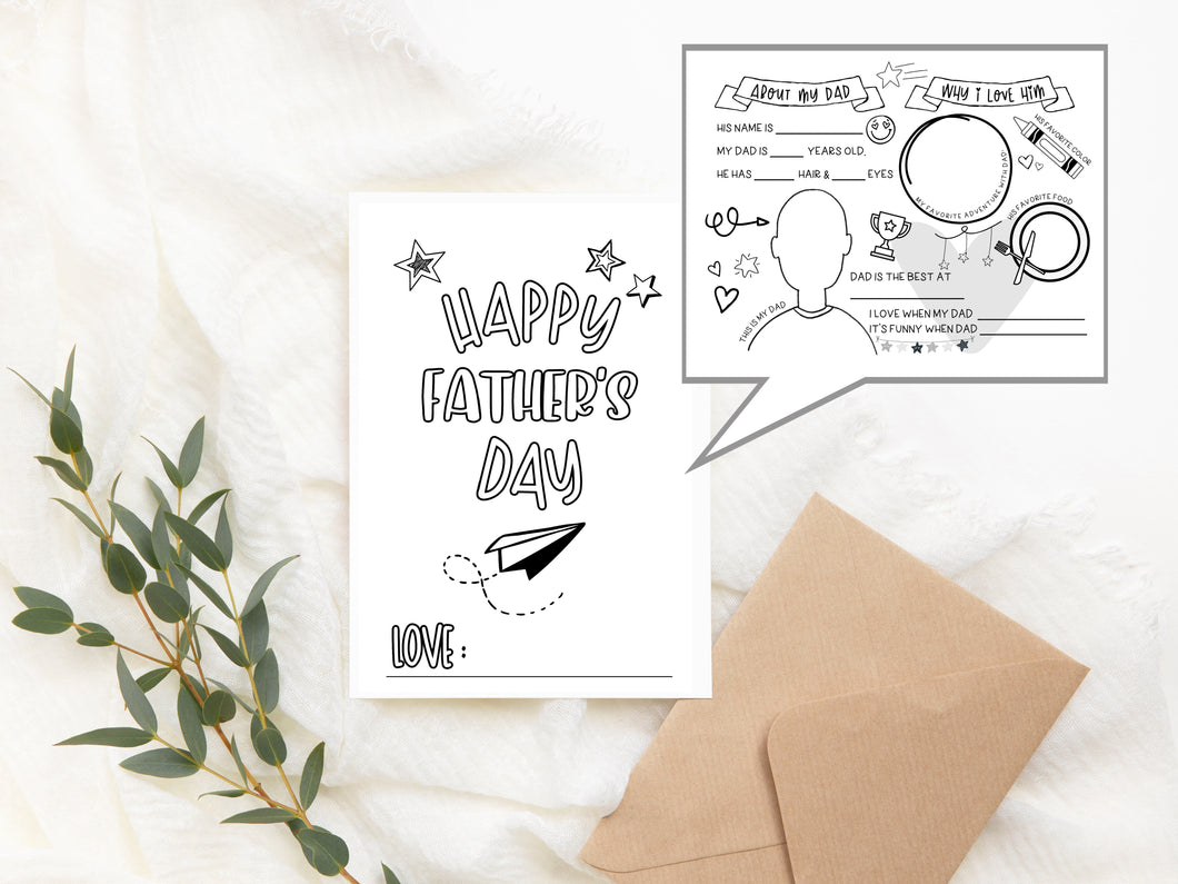 Printable Father's Day Fill-In the Blank DIGITAL Card