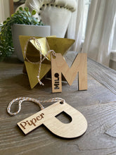 Load image into Gallery viewer, Maple Christmas Tags, Stocking Name Tags, Customized Wooden Tags, Personalized Stocking, Custom Wood Engraved Gift Tag, Holiday Gift Tags
