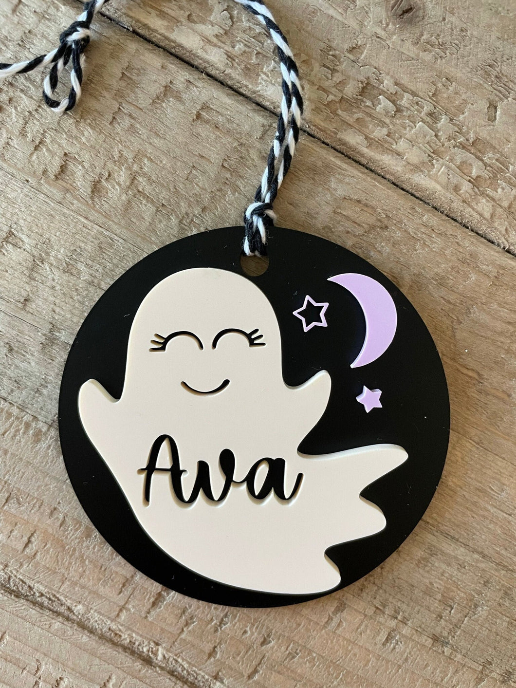 Ghost Round Acrylic Name Tag