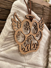 Load image into Gallery viewer, Pet Angel wings Memorial Ornament personalized
