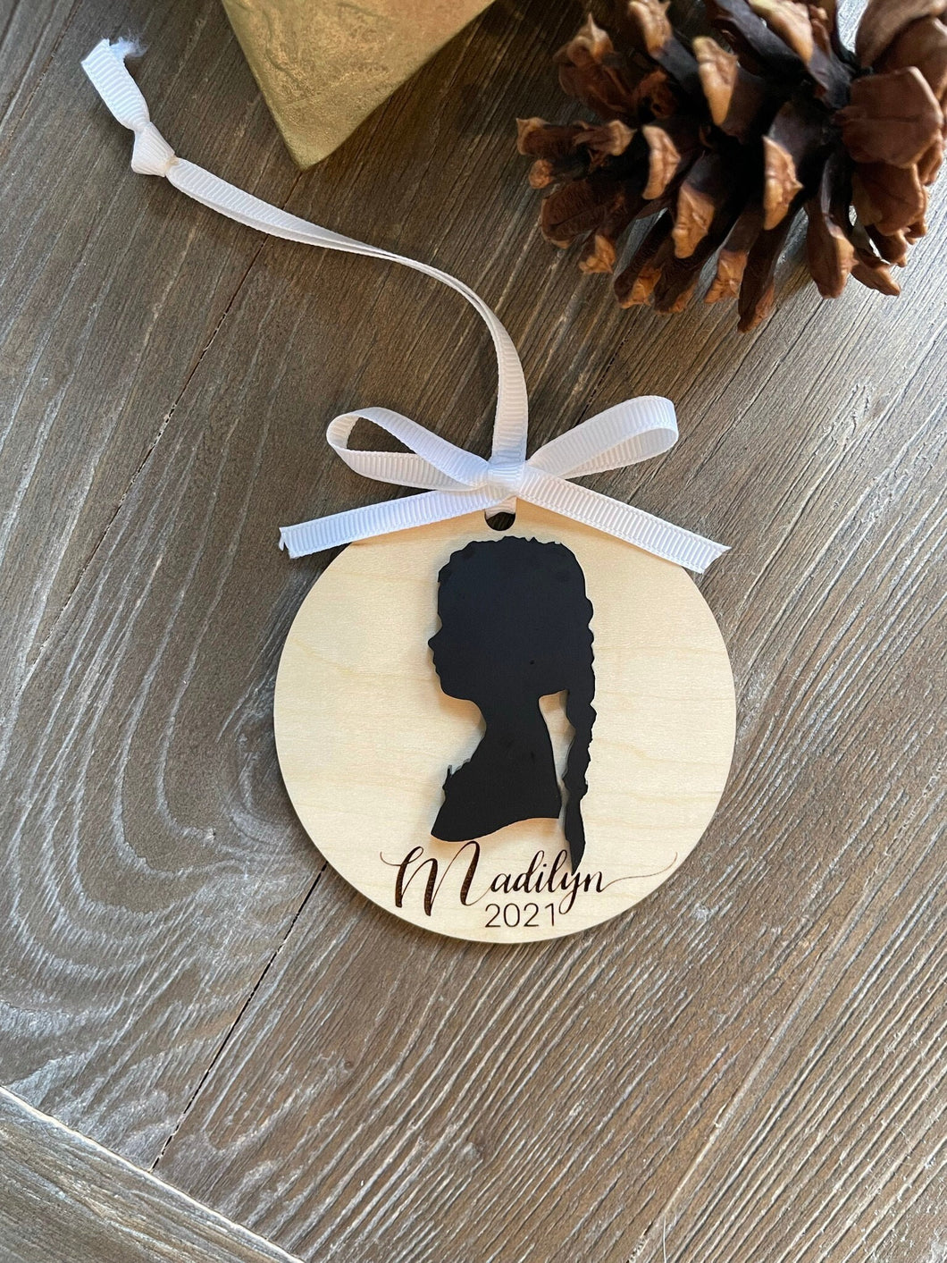 Silhouette Ornament, Custom Acrylic Silhouette Portrait