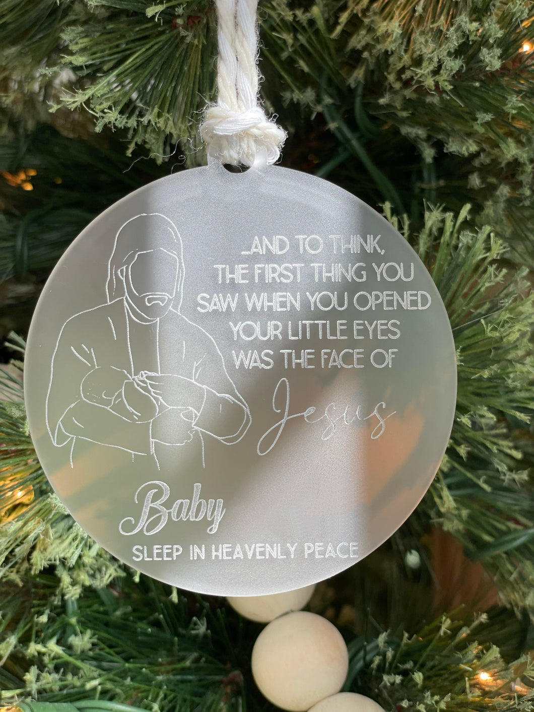 Baby Loss Memorial Ornament, miscarriage ornament, Jesus holding baby angel, stillborn, sympathy gift