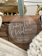 Load image into Gallery viewer, Baby’s first Christmas ornament, gift, keepsake
