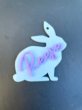 Load image into Gallery viewer, Pastel Acrylic Rabbit Easter Basket Name Tag
