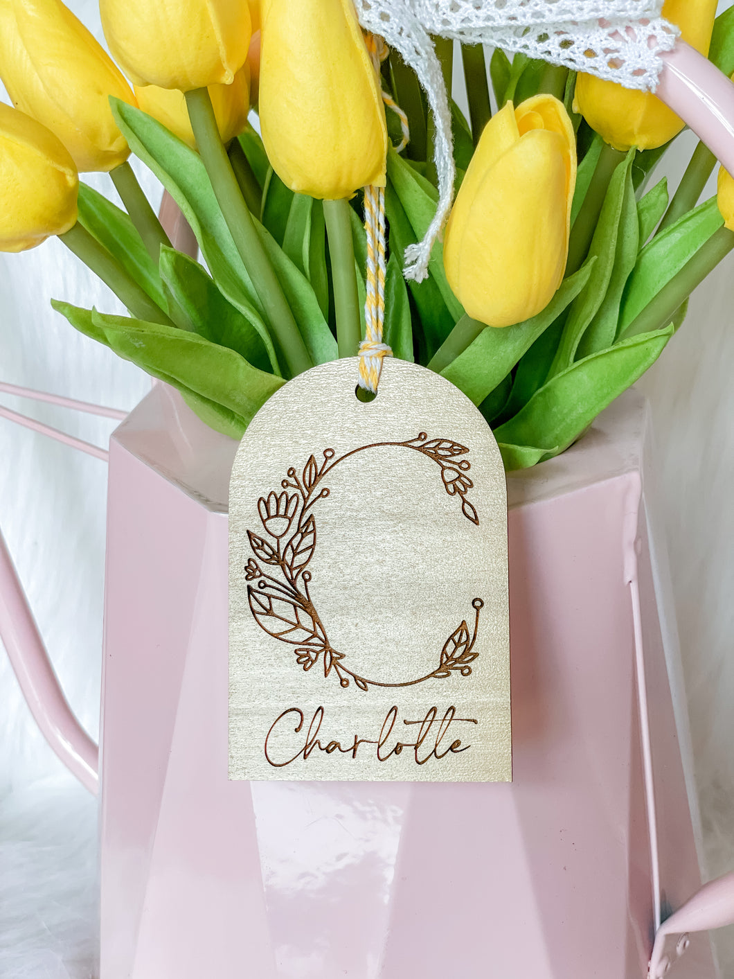 Floral Initial Tag